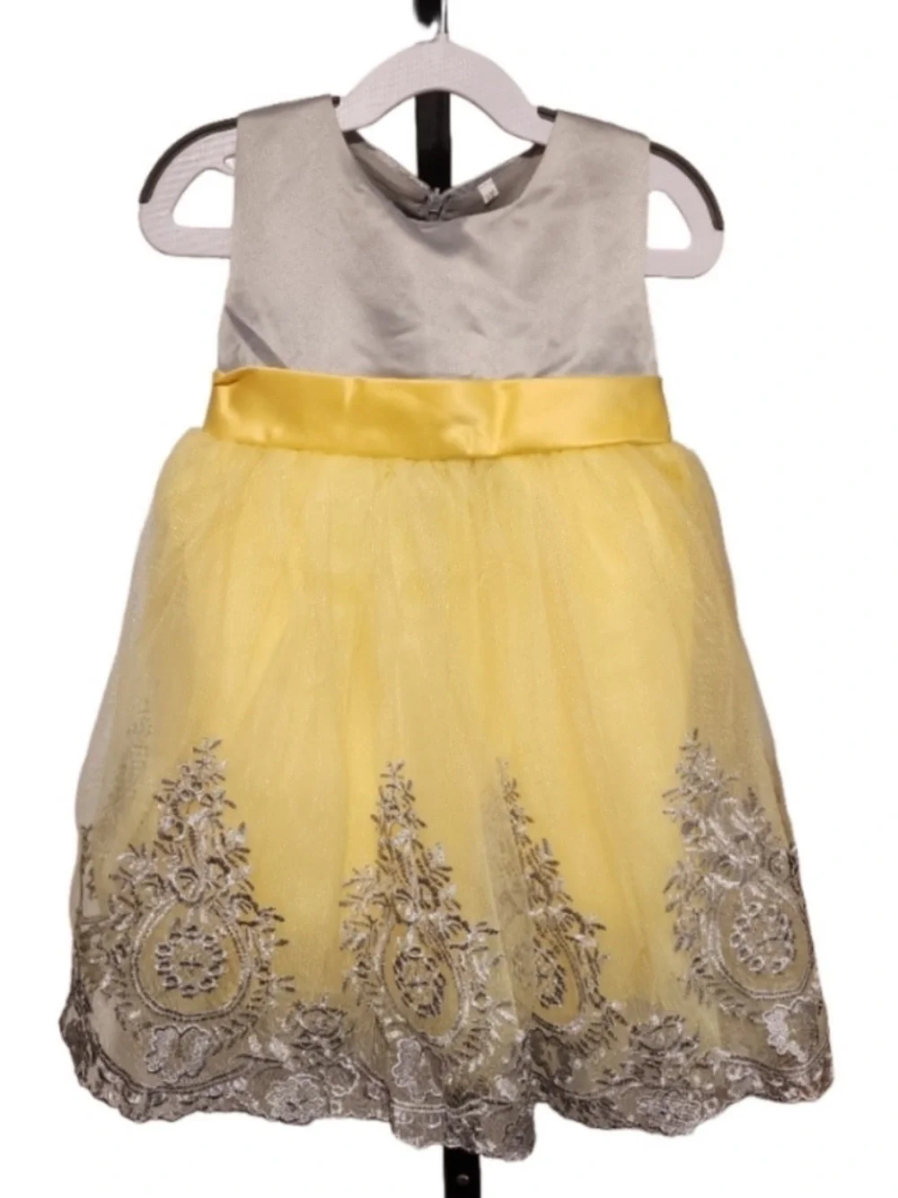 Toddler Girls Pageant Lace Embroidery Dress Party Bowknot Tutu Gown Size 4T
